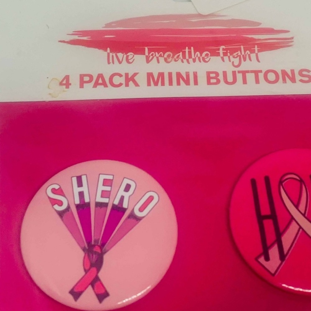 New BREAST CANCER AWARENESS 4 Pack Of Buttons With Free BCA Pink Ribbon Soaps - Picture 5 of 13